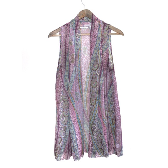 Susan Graver Semi Sheer Mixed Print Long Overlay Small - Picture 2 of 9